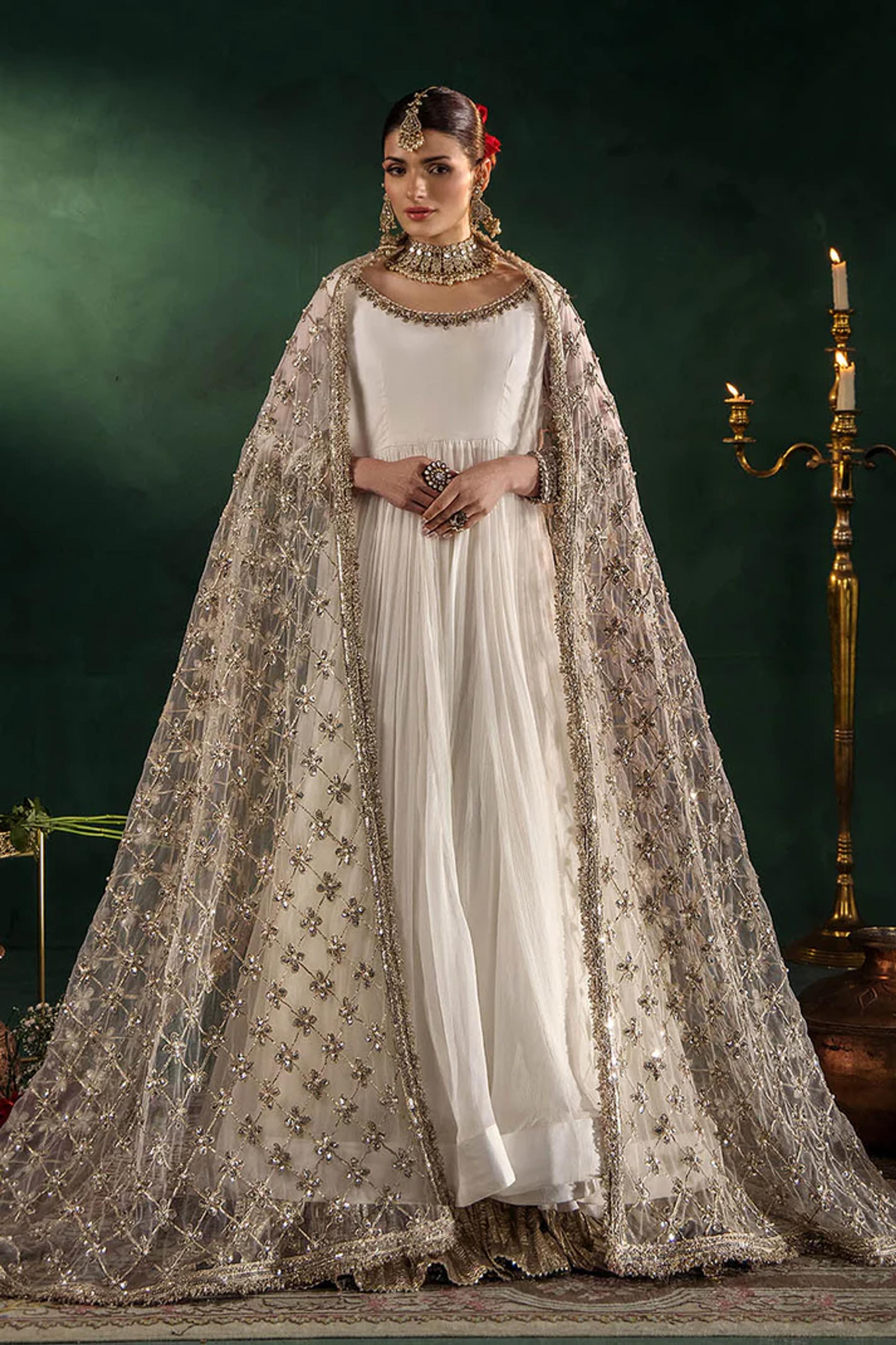 Hand-Embroidered Chiffon Suit with Sharara - Thumbnail 17