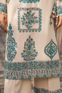 Multi-Thread Embroidered Shirt with Silk Dupatta & Plazo - Thumbnail 5