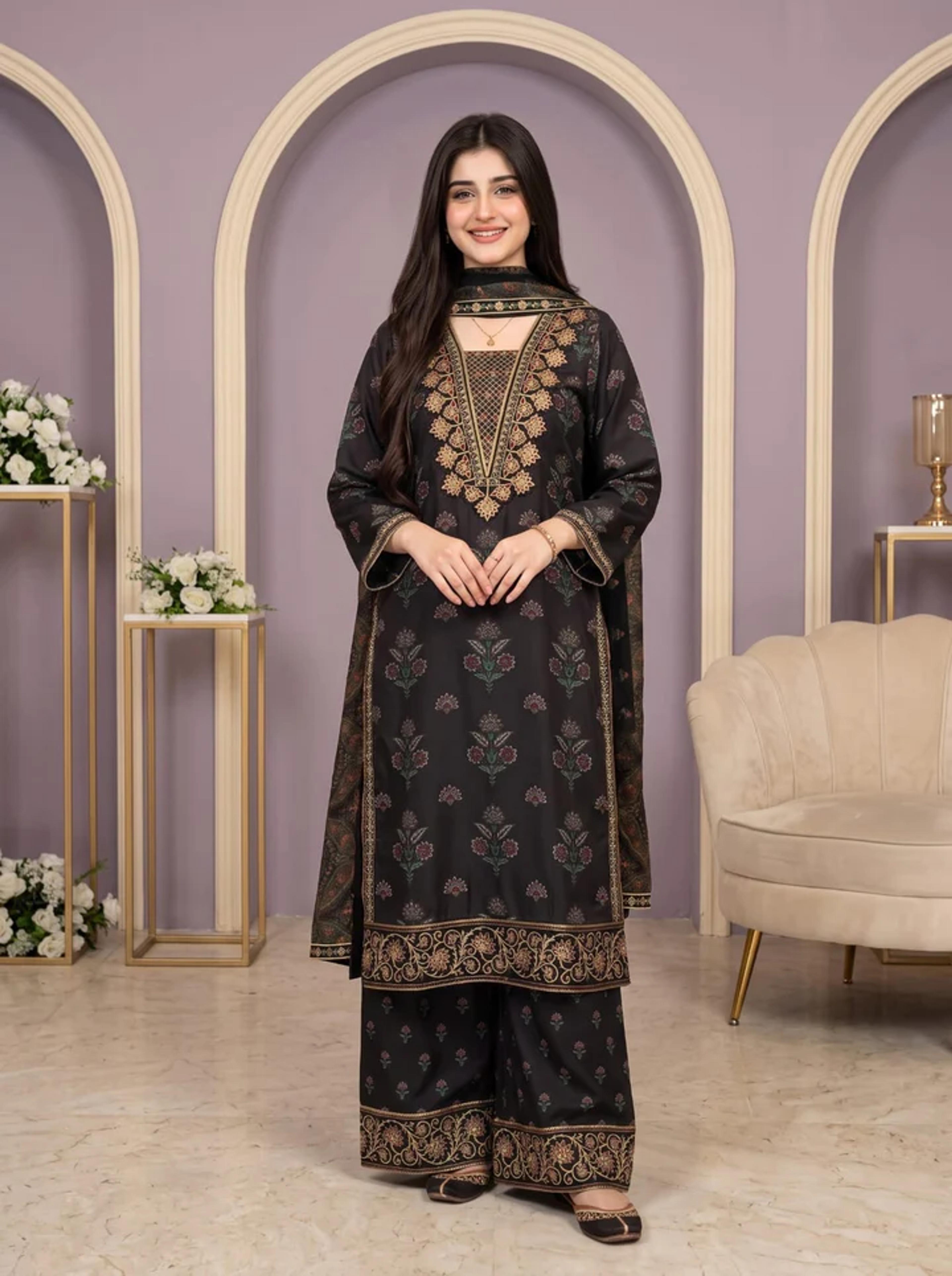 3PC Suit with Embroidery - Thumbnail 4