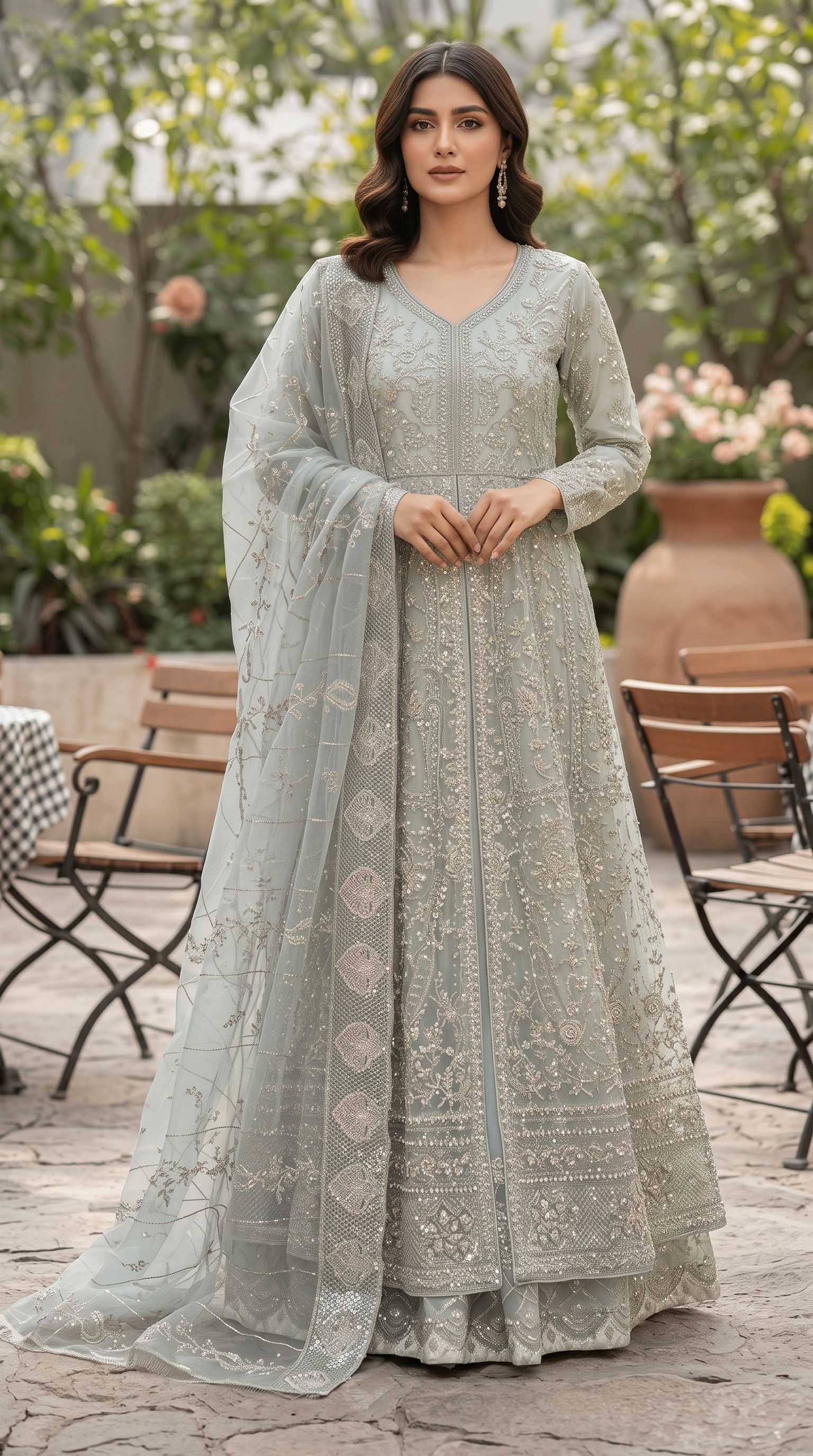 Pearl & Sequin Embroidered Festive Maxi - Image 2