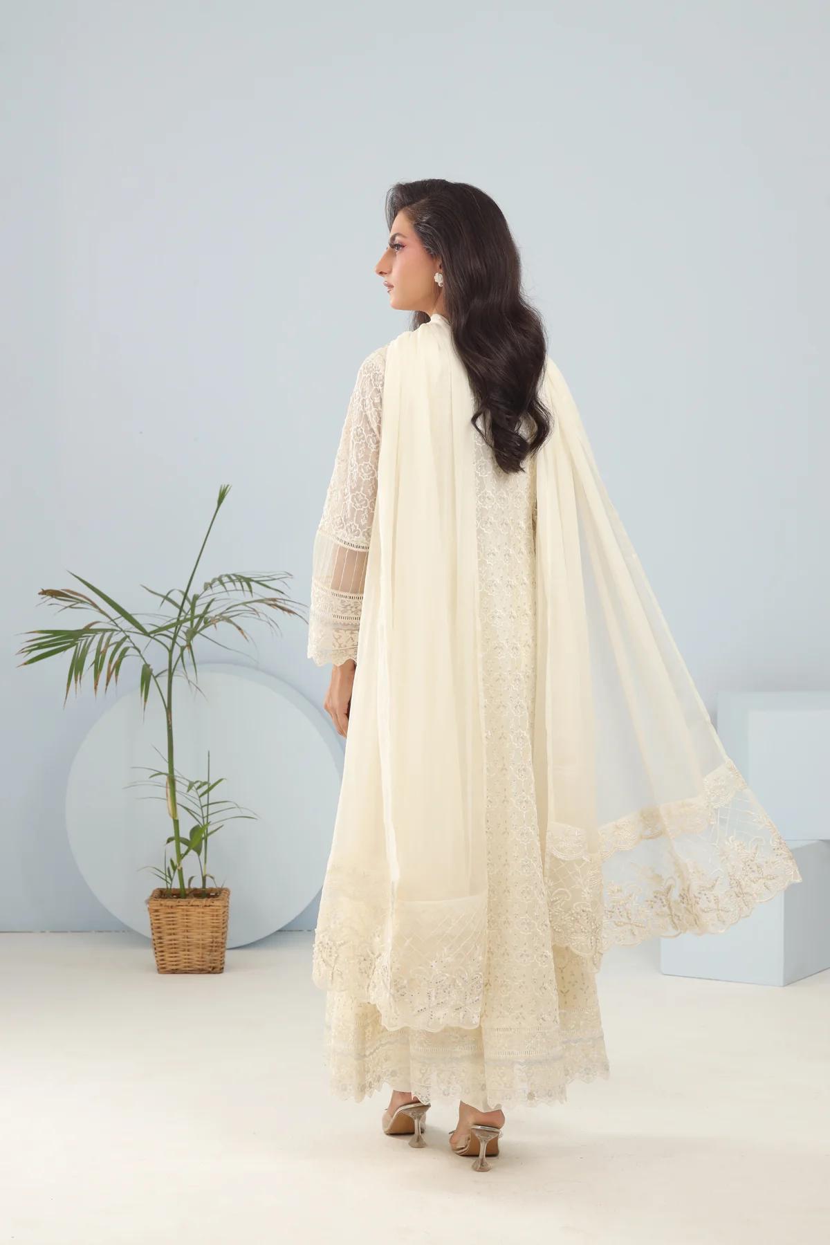 Chiffon Hand-Worked Long Frock - Image 4