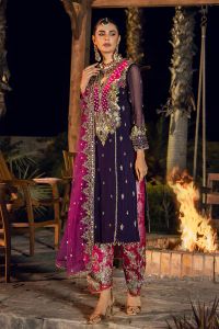 Heavily Embellished Silk & Chiffon Festive Suit - Thumbnail 4