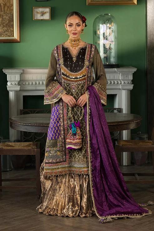 Opulent Aari & Mukesh Embroidered Bridal Suit