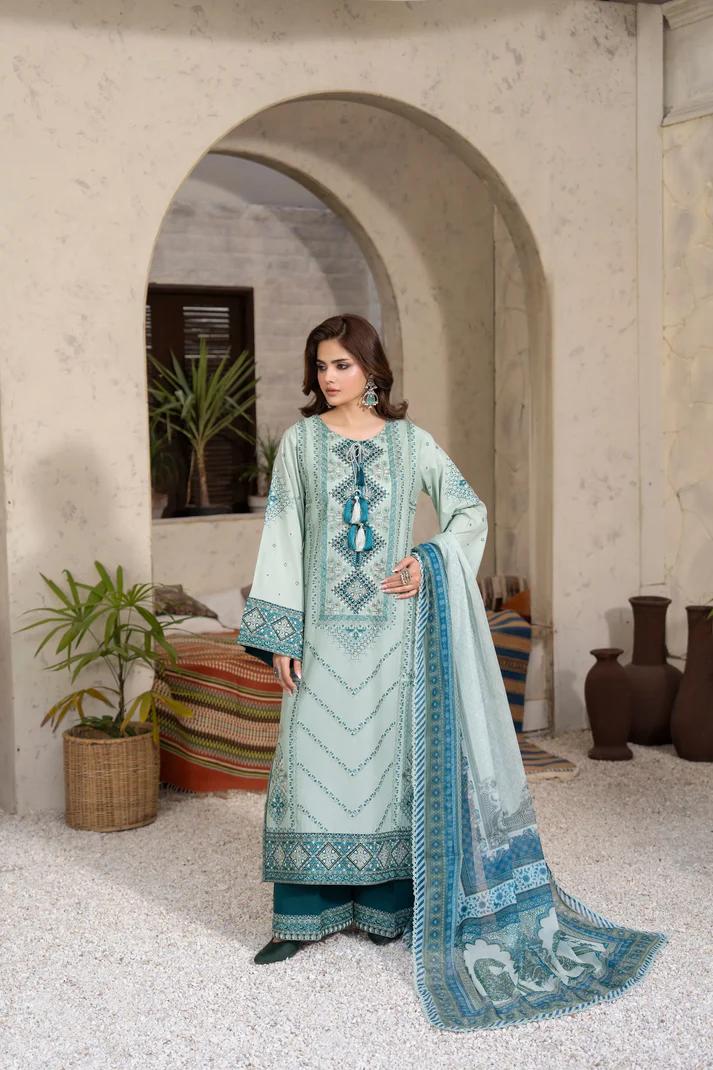 Embroidered Cotton Suit with Applique & Tassels - Image 5