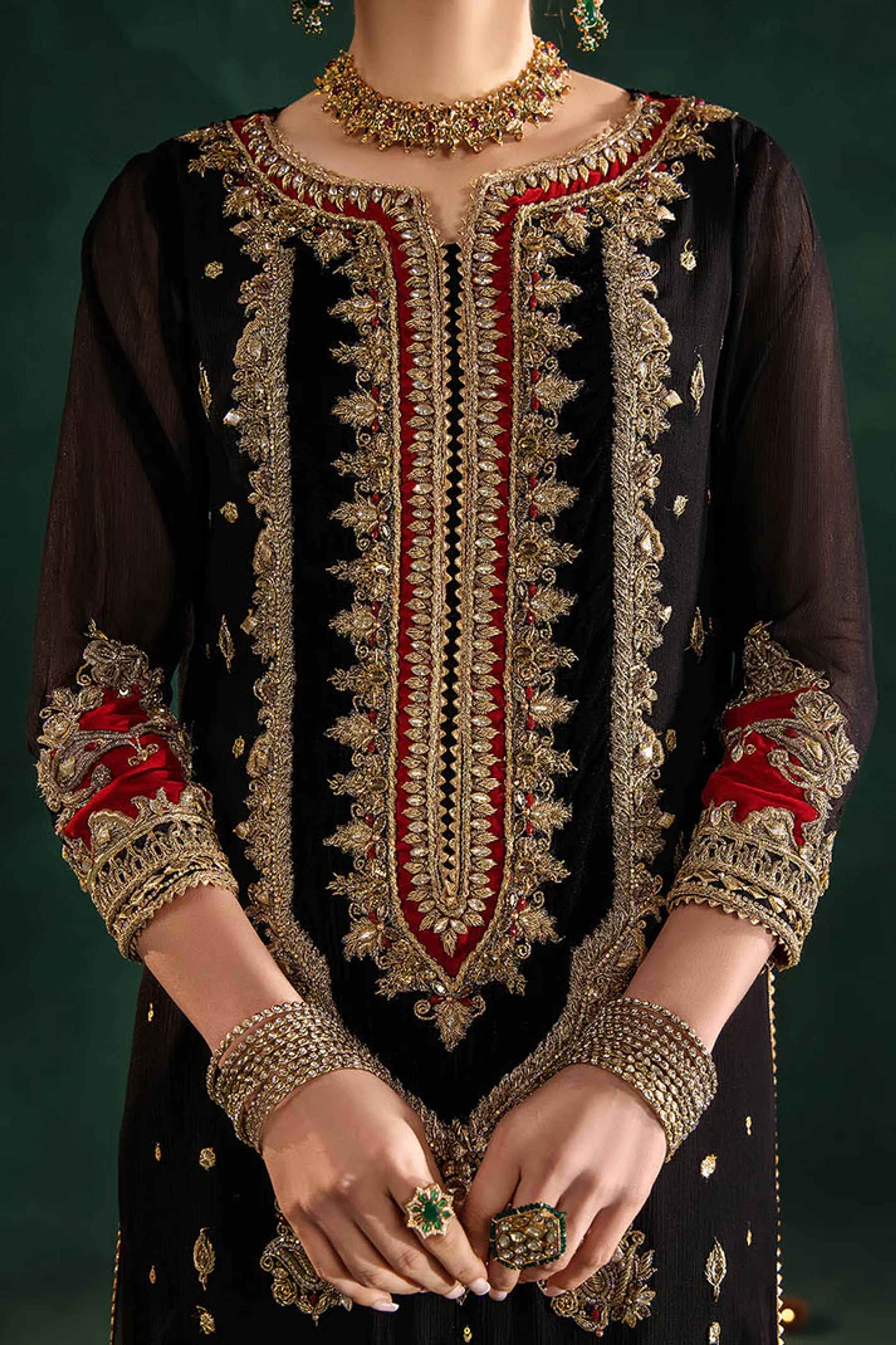 Hand-Embroidered Chiffon & Silk  - Thumbnail 16