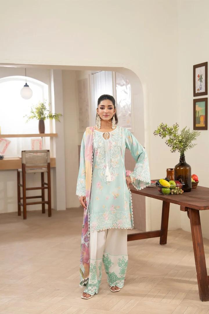Formal Lawn Ensemble with Embroidered Trim - Image 1