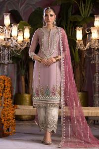 Organza Applique Shirt & Jamawar Shalwar Set - Thumbnail 5