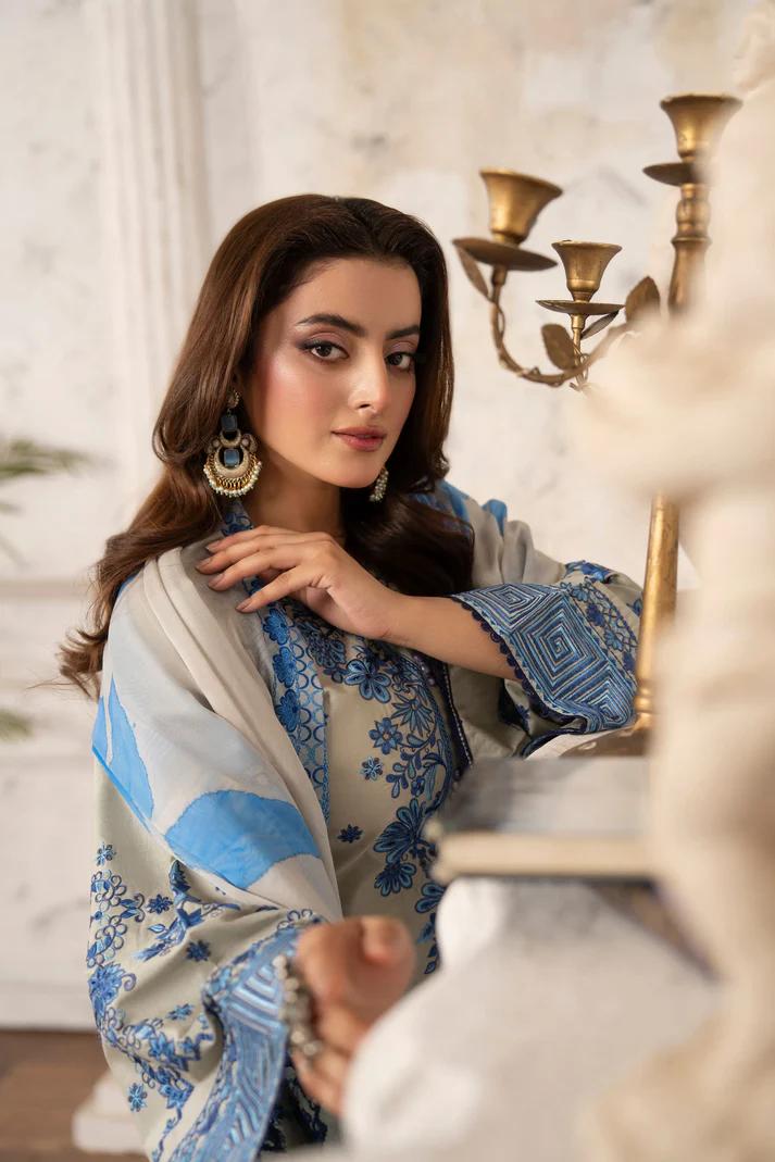 Chikankari & Multi-Thread Embroidered 3-Piece Suit - Image 8