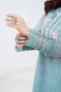 Khaddi Net Hand Embroidered Shirt & Raw Silk Trouser - Thumbnail 5