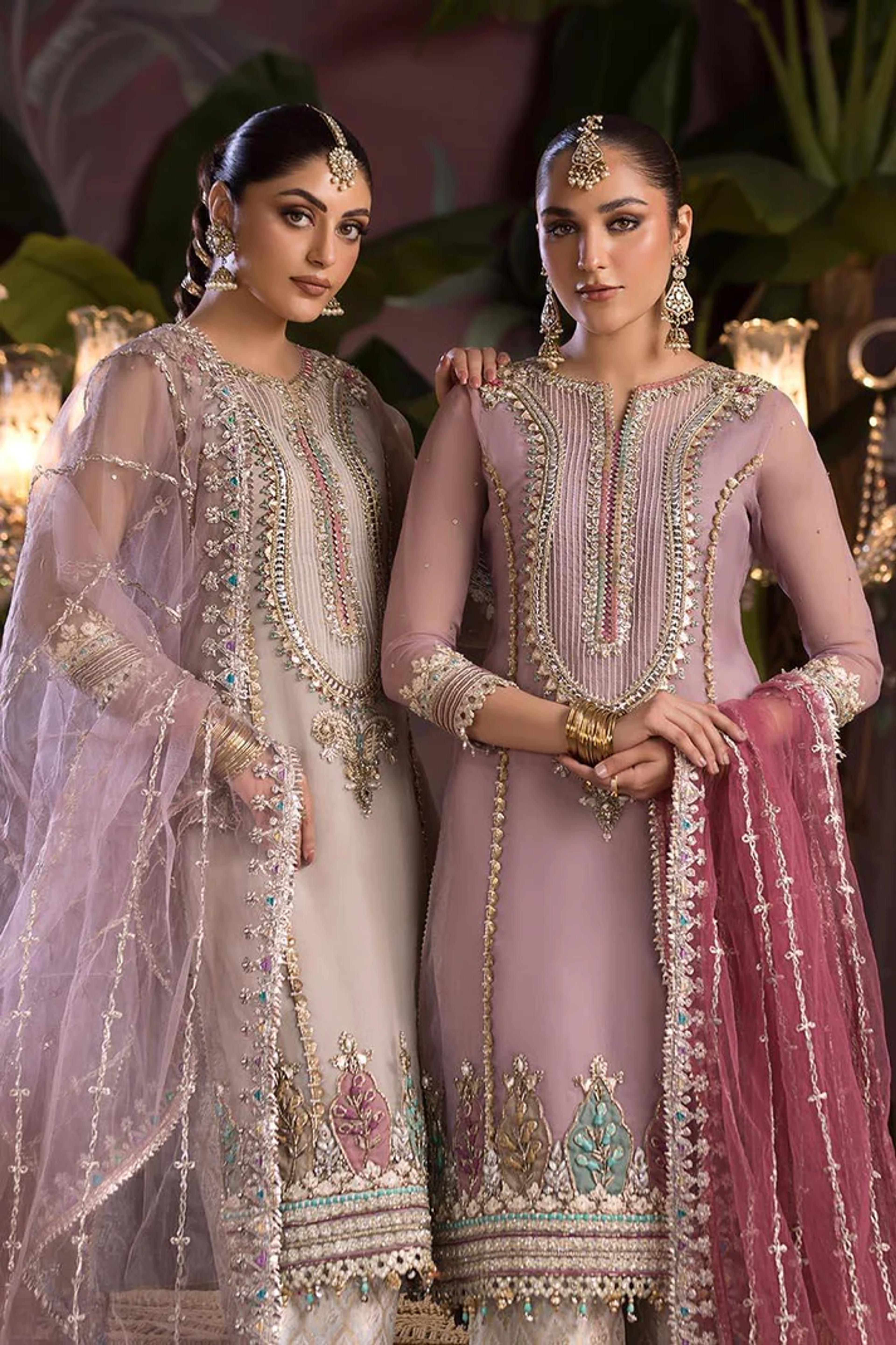 Organza Applique Shirt & Jamawar Shalwar Set - Thumbnail 2