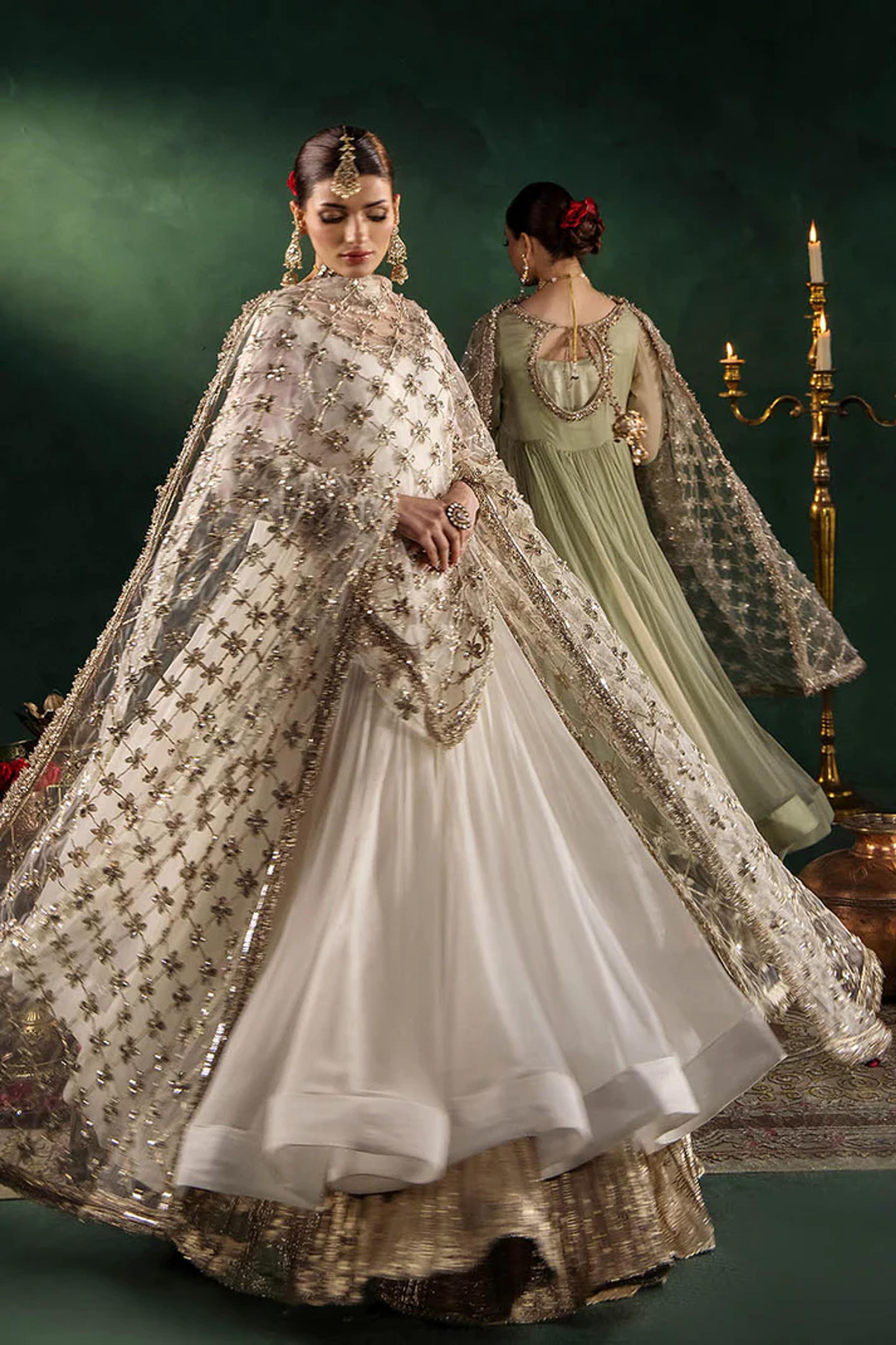 Hand-Embroidered Chiffon Suit with Sharara - Thumbnail 1