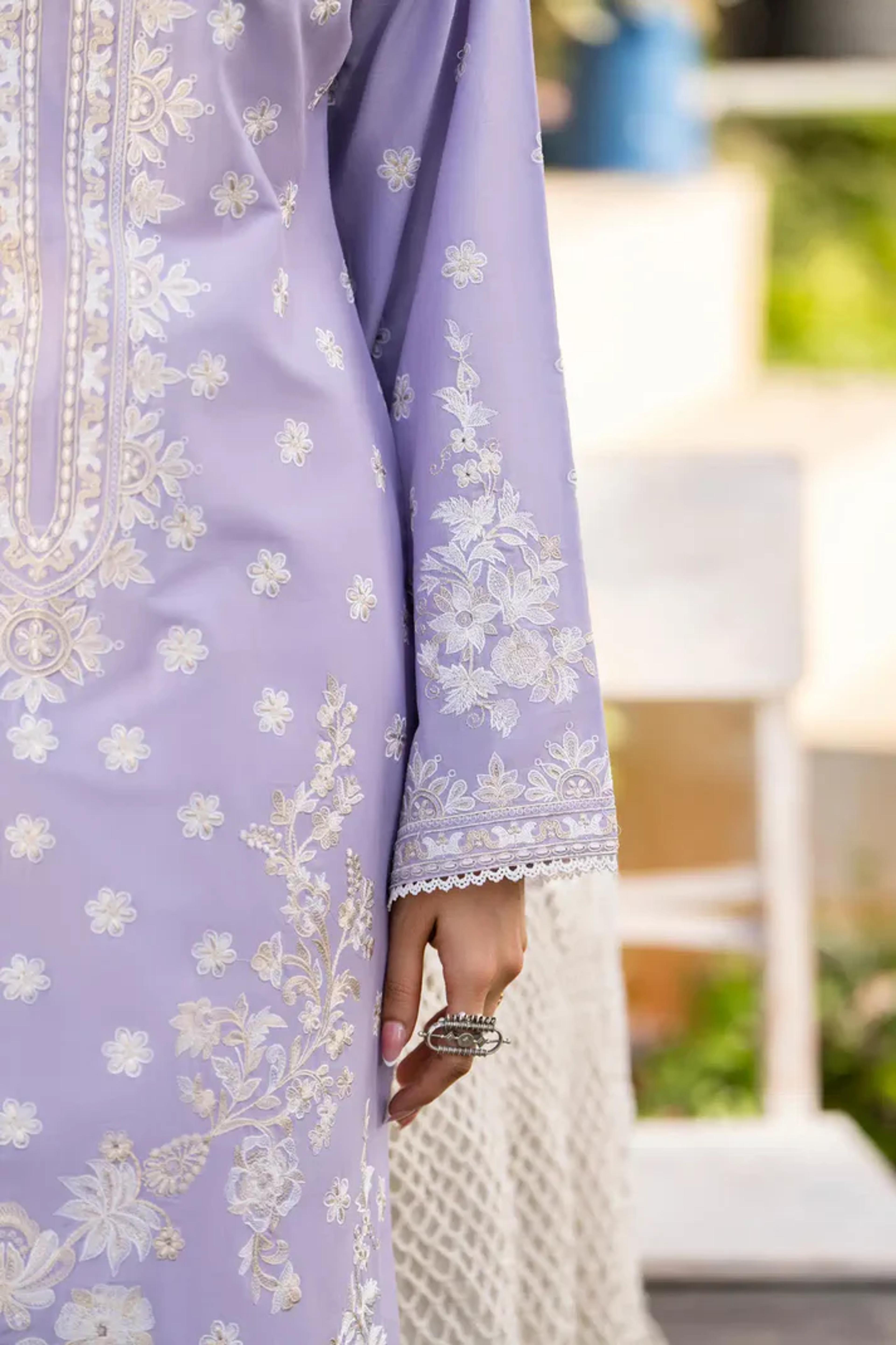 Cotton Embroidered Shirt & Sequins Dupatta  - Thumbnail 4