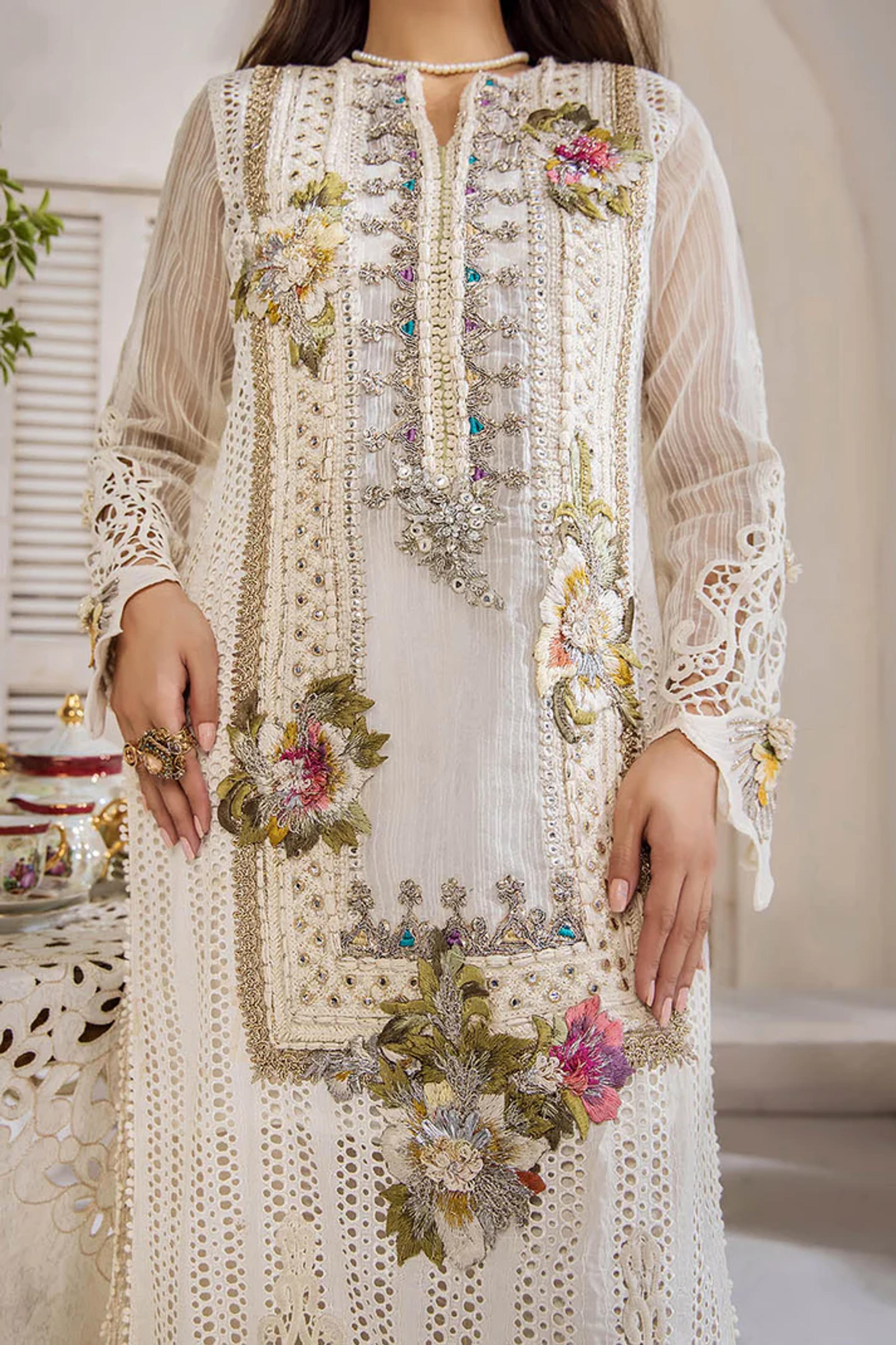 Cotton Chikan 3D Embroidered - Thumbnail 10