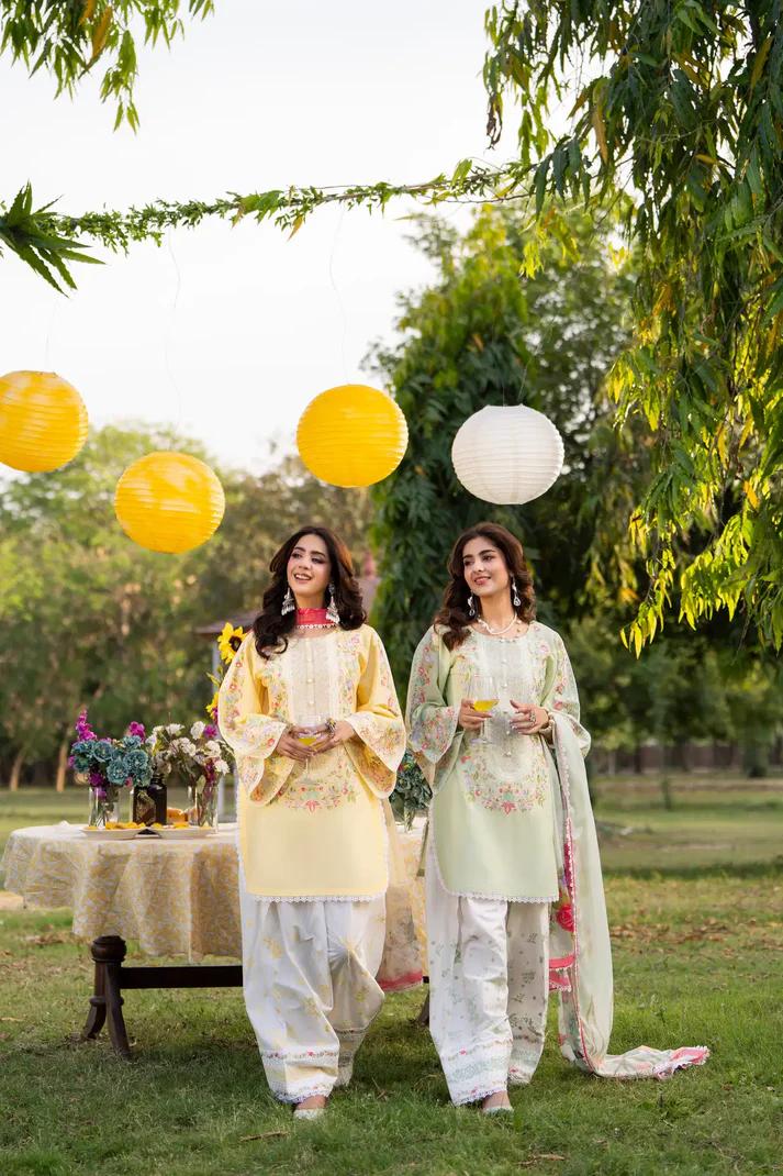 Embroidered Short Shirt & Farshi Shalwar - Image 1