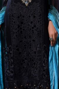 Pure Crinkle Chiffon Embroidered Suit with Silk Dupatta - Thumbnail 8