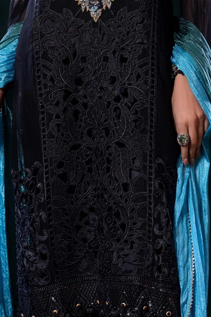 Pure Crinkle Chiffon Embroidered Suit with Silk Dupatta - Image 8