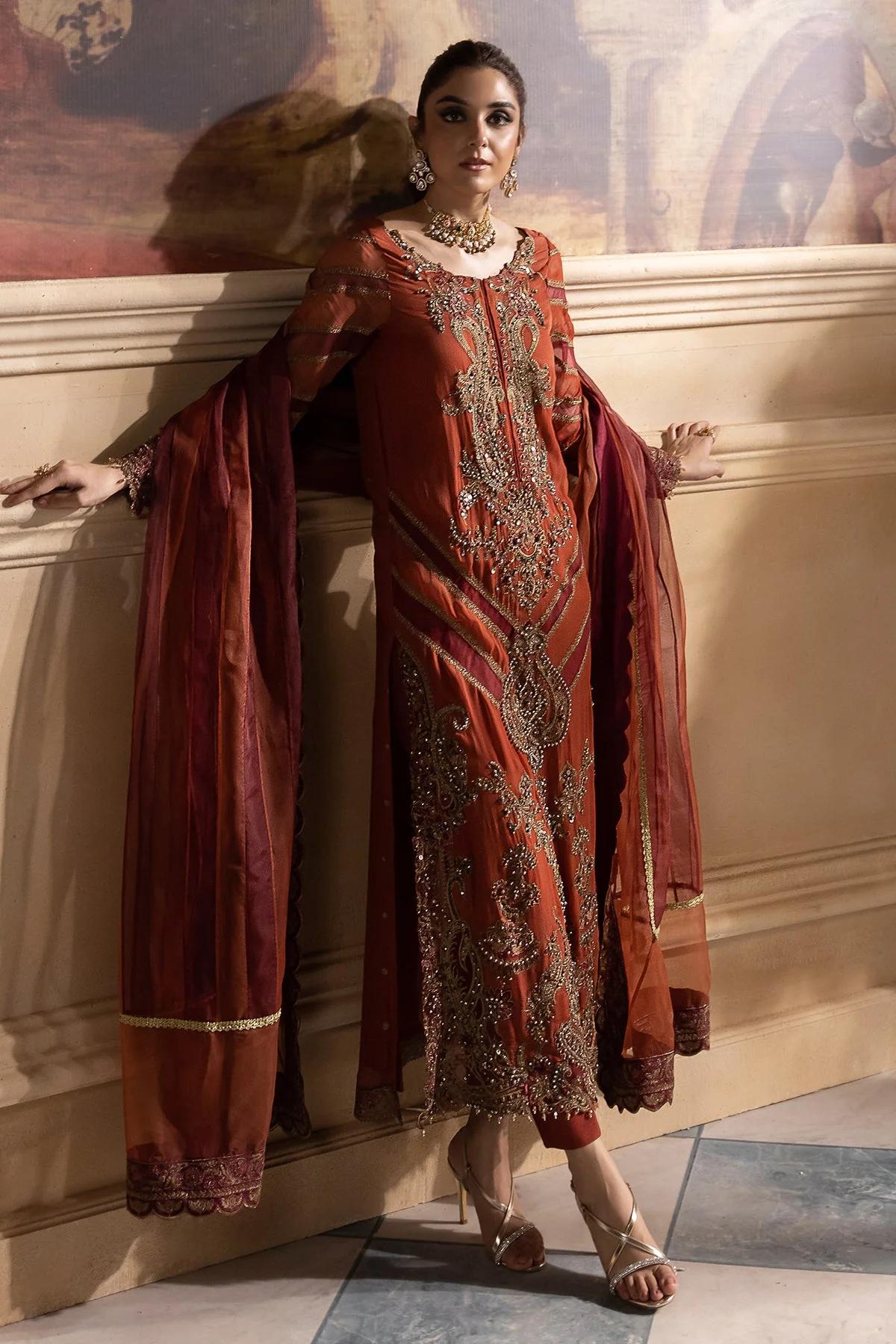 Embroidered Chiffon Suit with Organza Dupatta - Image 2