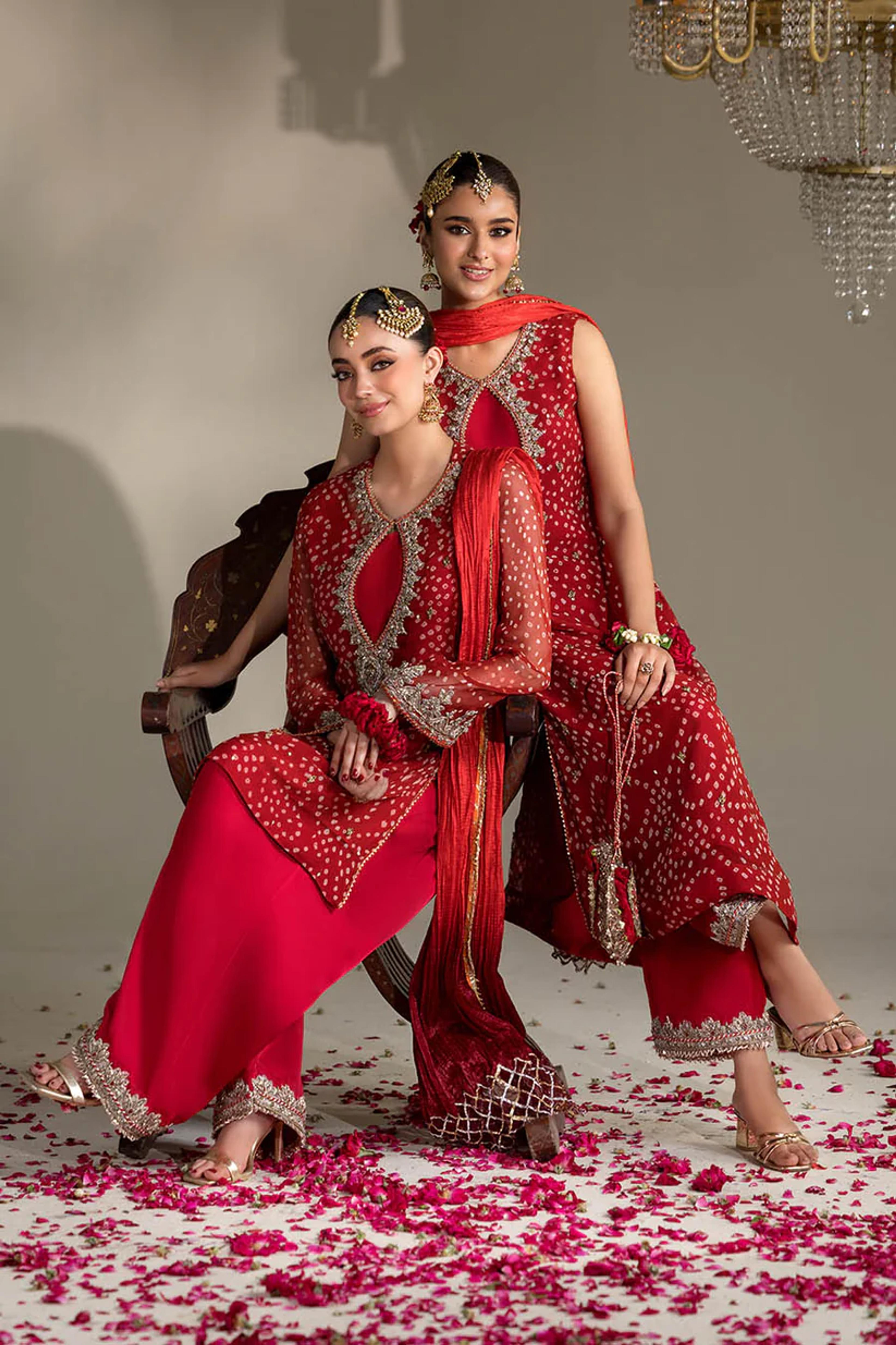 Chiffon & Silk Embroidered Suit - Thumbnail 6