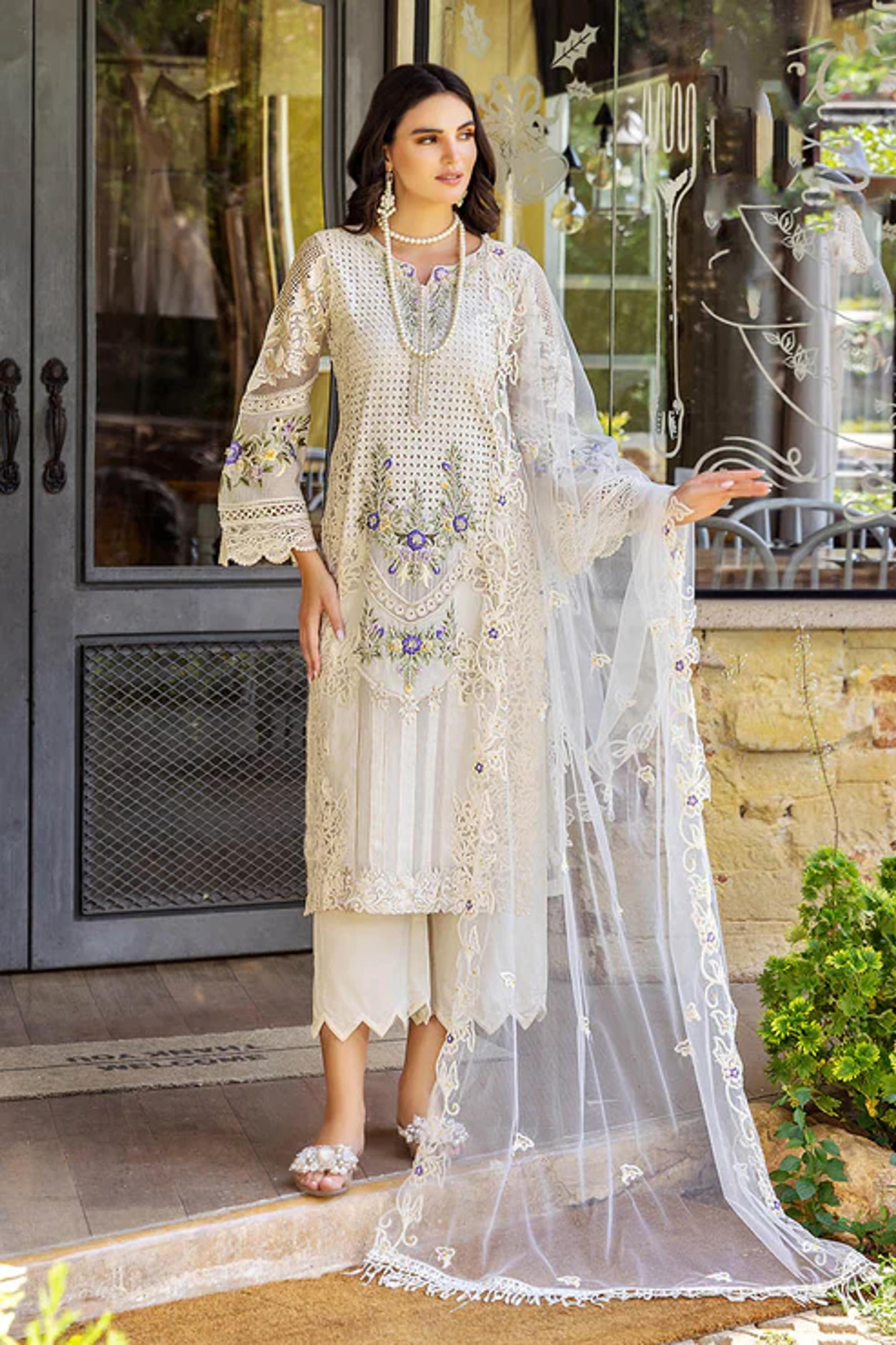 Premium Cotton Chikan Embroidered Suit 