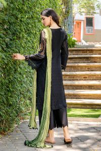 Cotton Chikan Suit with Crinkle Chiffon Dupatta - Thumbnail 4