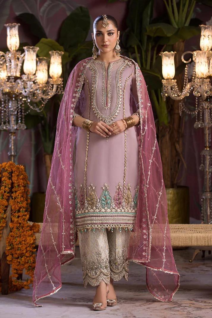 Organza Applique Shirt & Jamawar Shalwar Set - Image 6