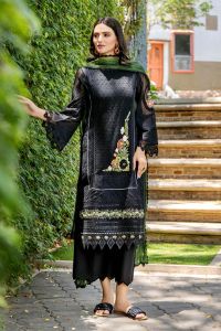 Cotton Chikan Suit with Crinkle Chiffon Dupatta - Thumbnail 2