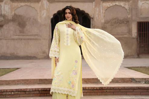 Chikankari Long Shirt with Sequins Dupatta & Capri - Image 4