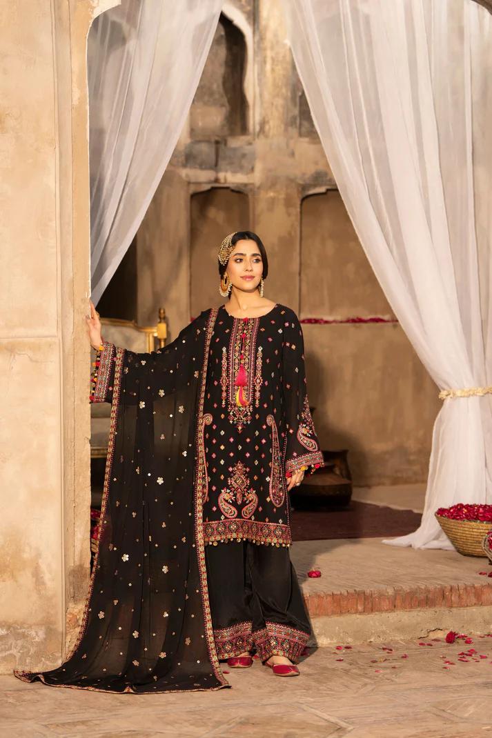 Chiffon Threadwork Suit with Gota Dupatta - Image 2