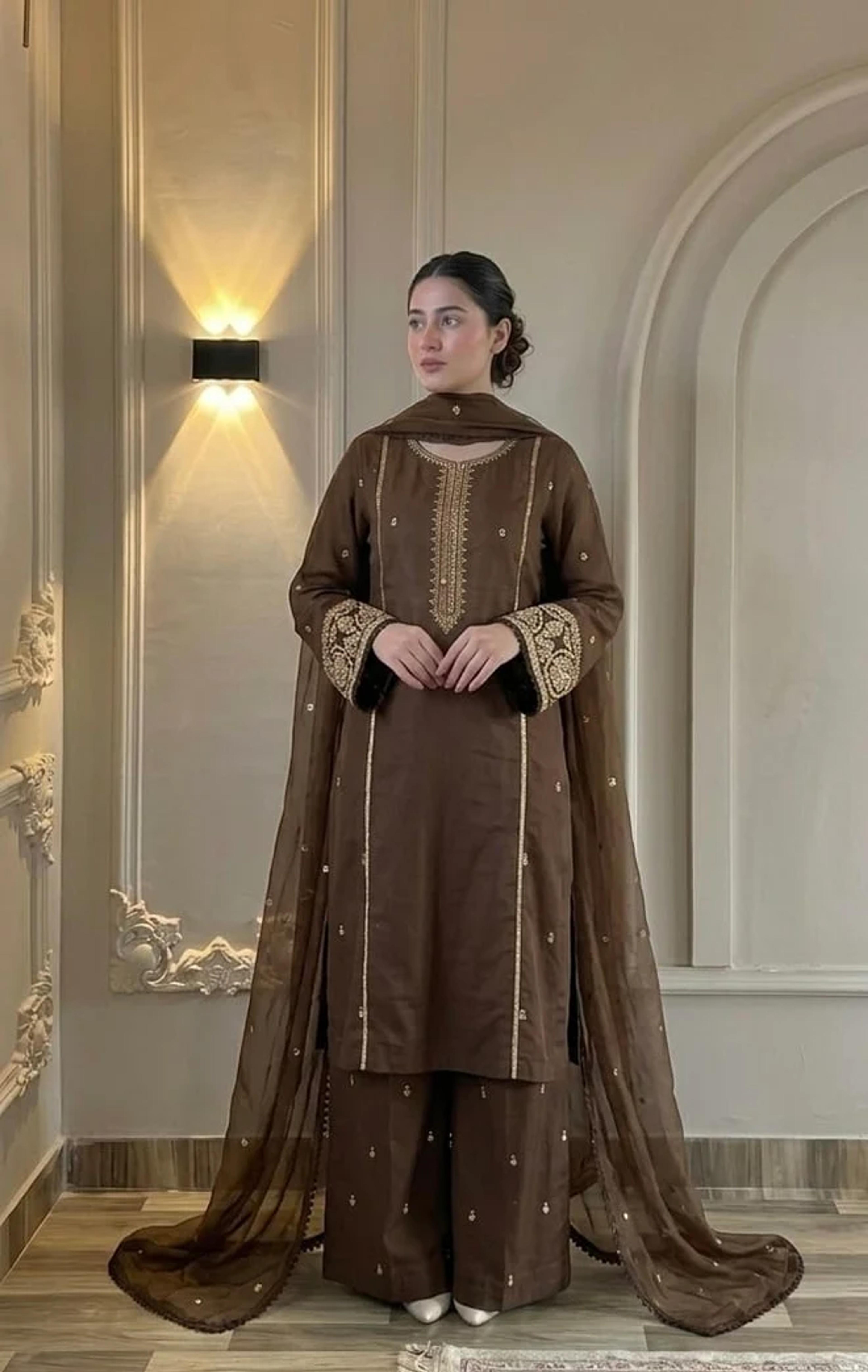 Embroidered Lawn Suit with Sequin Dupatta