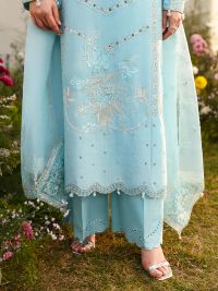 Pearl-Embellished Chikankari Jacquard Suit - Thumbnail 3