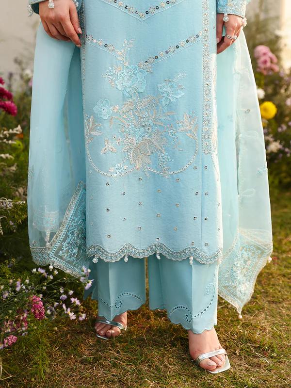 Chikankari Suit&Pearl Embellished Organza Dupatta - Image 3
