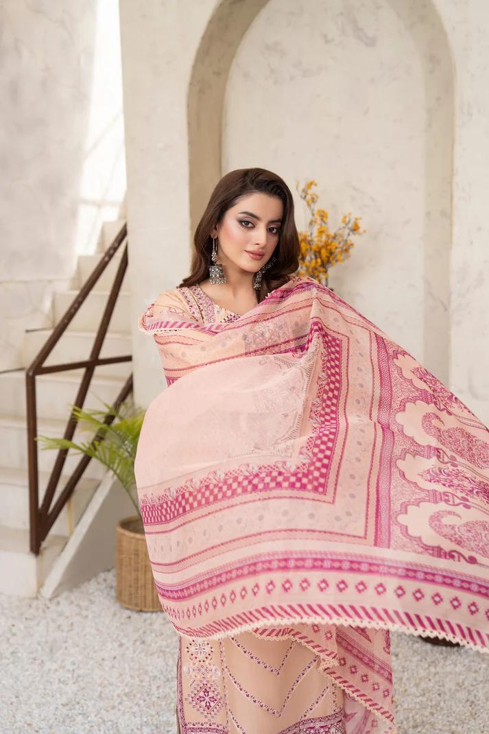 Embroidered Cotton Suit with Applique & Tassels - Image 13