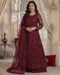 Regal Full Work Organza Maxi Gown - Thumbnail 3