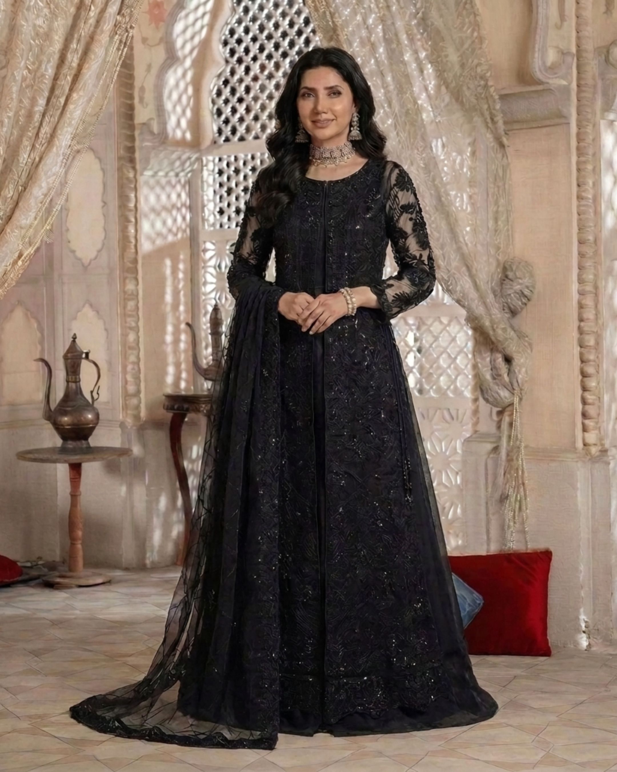 Regal Full Work Organza Maxi Gown - Image 5