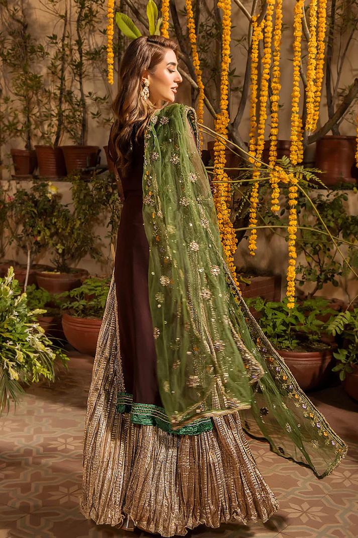 Embroidered Chiffon Suit with Net Dupatta & Sharara - Image 10