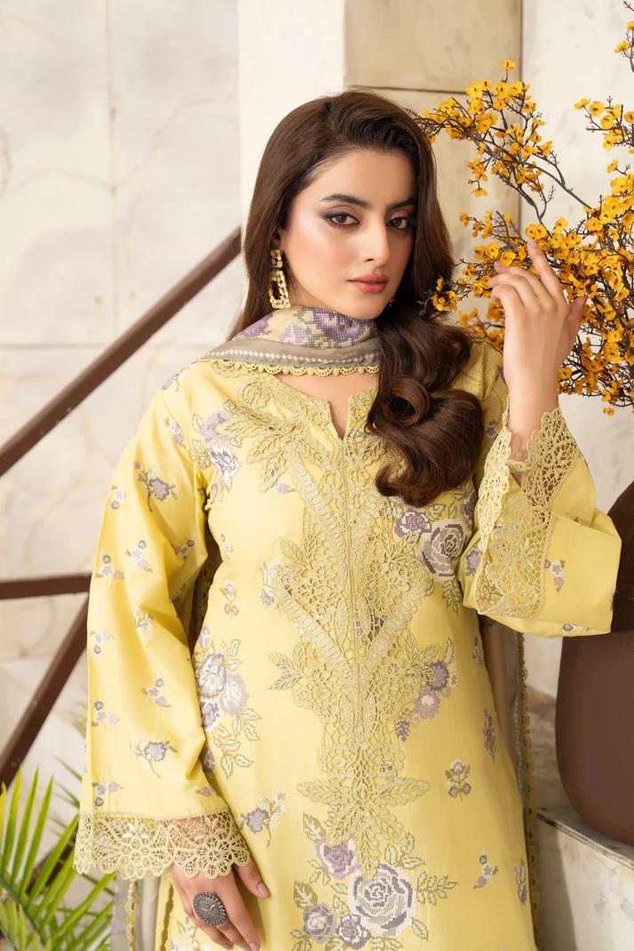 Cross-Stitch & Patchwork Long Shirt with Cutwork Loose Trouser - Image 2