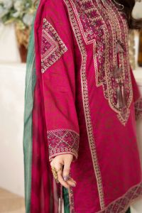 Magenta Lawn Suit with Flowing Farshi Shalwar - Thumbnail 7