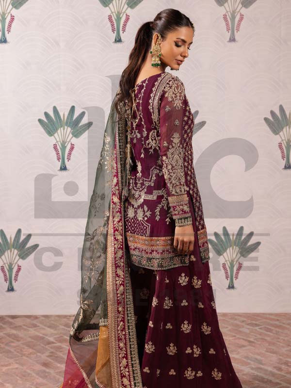 Embroidered Chiffon Suit with Adda Work - Image 2