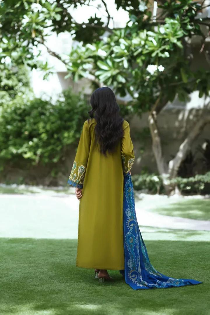 Mustard Meadow Lawn Suit & Azure Dupatta - Image 5