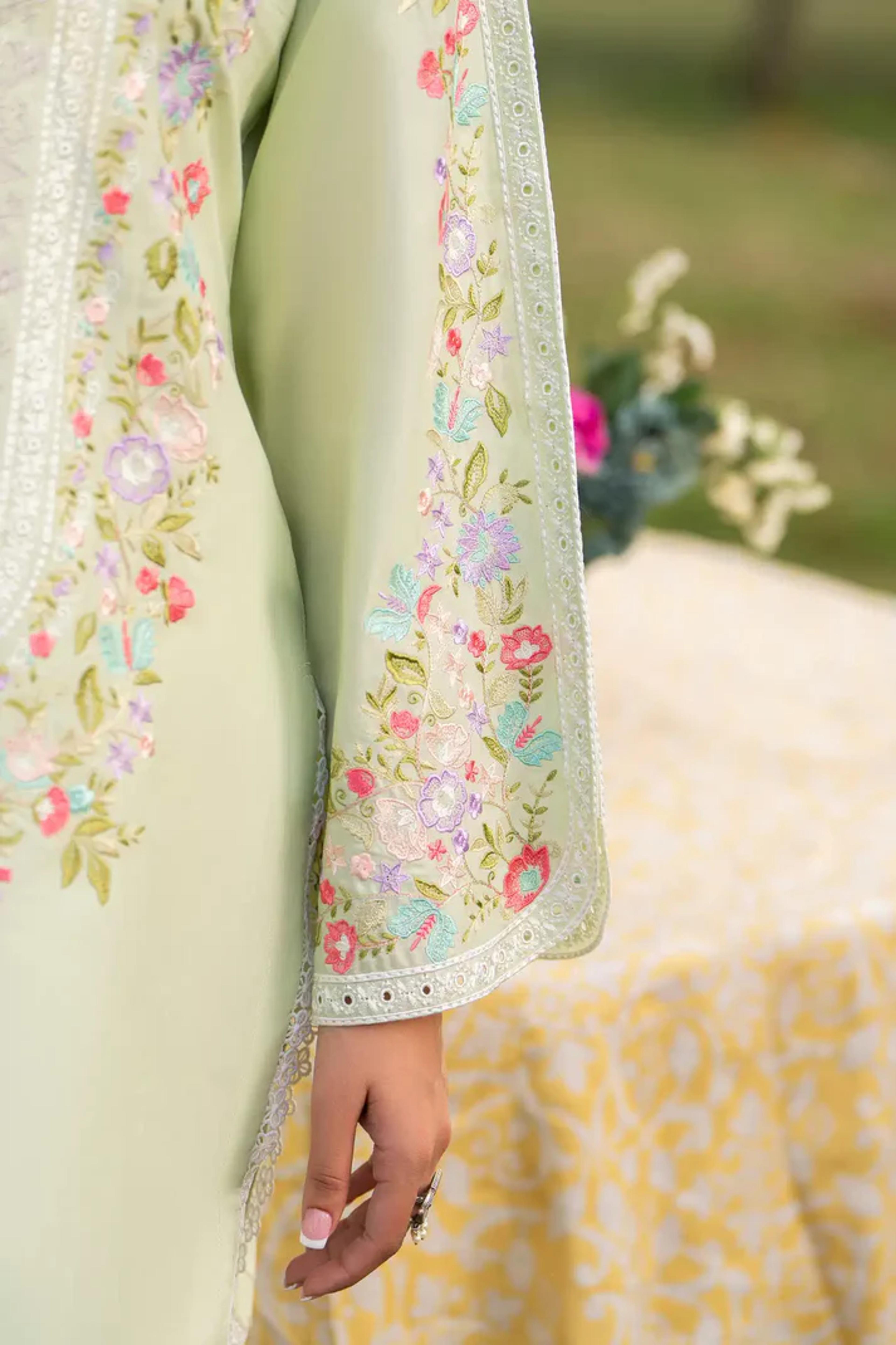 Embroidered Short Shirt & Farshi Shalwar  - Thumbnail 11