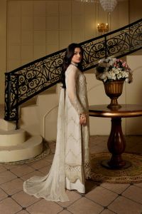 Festive Chiffon Suit with Organza Trim - Thumbnail 2