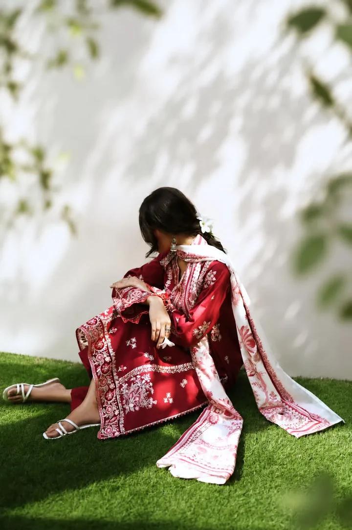 Rustic Maroon Lawn Suit - Image 6
