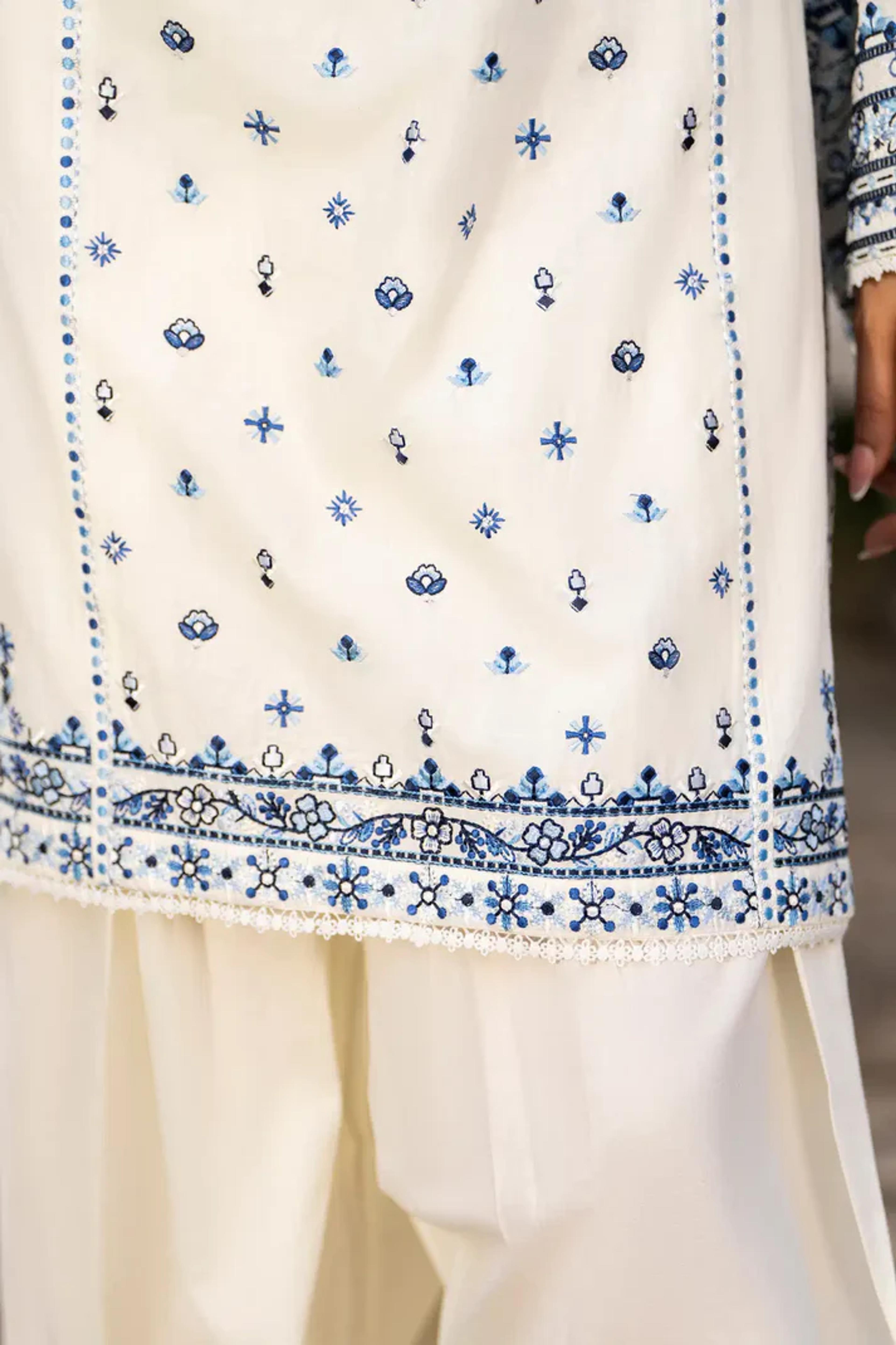 Multi-Thread Embroidered Shirt with Classic Shalwar - Thumbnail 5