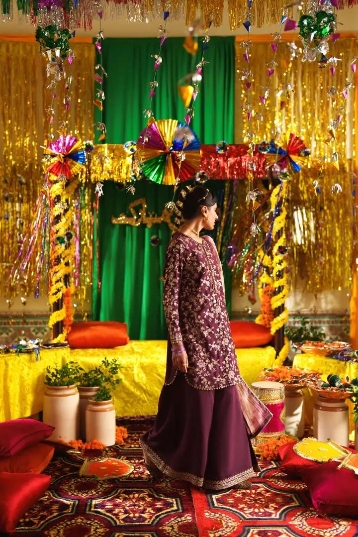 Plum Gold Embroidered Suit - Image 2