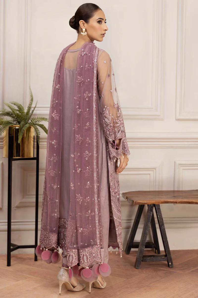 Embroidered Net Suit with Silk Trouser - Image 5