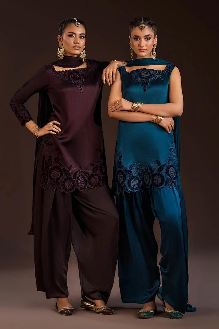 Glass Silk & Charmeuse Silk Shalwar Set - Image 8