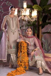 Organza Applique Shirt & Jamawar Shalwar Set - Thumbnail 1