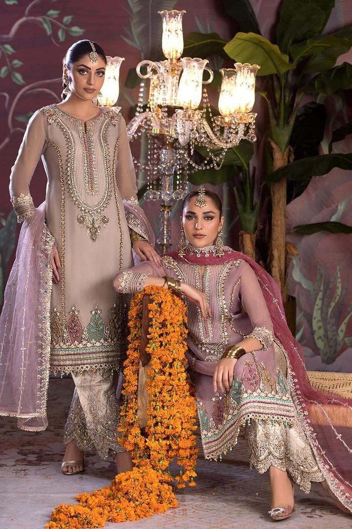 Organza Applique Shirt & Jamawar Shalwar Set - Image 1