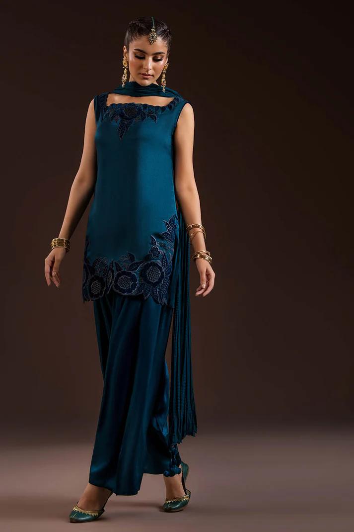 Glass Silk & Charmeuse Silk Shalwar Set - Image 11
