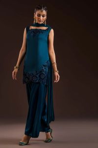 Glass Silk & Charmeuse Silk Shalwar Set - Thumbnail 11
